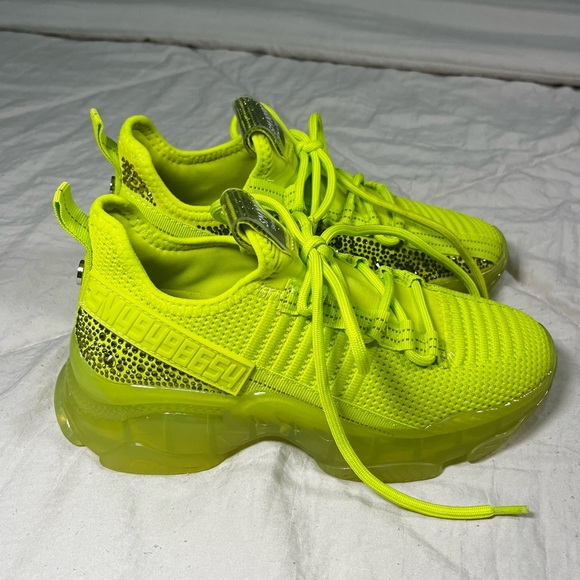 Steve Madden SM NY90 Y2K Neon Green With Rhinestones Sneakers Women Size 6.5 - Picture 4 of 11